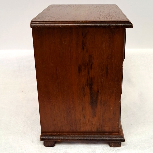 - Vintage 3 drawer wood armoire style jewelry box with metal pull handles - Picture 6 of 9